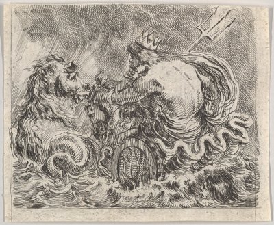 Neptun, fra Game of Mythology Game of Mythology, 1644. af Stefano della Bella