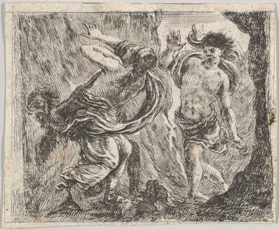 Orpheus and Eurydice, fra Game of Mythology Jeu de la Mythologie, 1644. af Stefano della Bella