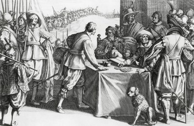 Betalende lejesoldater, gravering af Stefano della Bella (1610-1664) af Stefano della Bella
