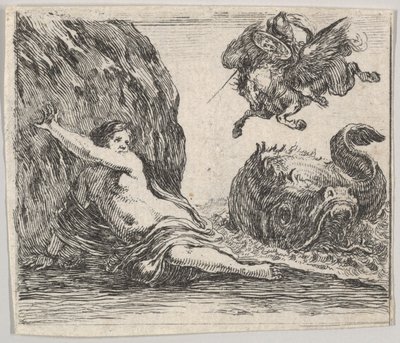 Perseus og Andromeda, fra Game of Mythology Jeu de la Mythologie, 1644. af Stefano della Bella