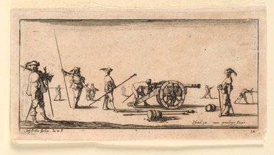 Plade 10, fra "Designs for Some Troop Conduct, Cannons and Attacks on Towns" af Stefano della Bella