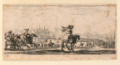 Plade 12, fra "Designs of Some Troop Conduct, Cannons, and Attacks on Towns" af Stefano della Bella