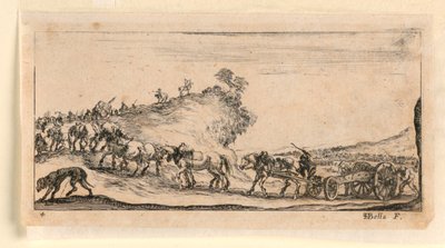 Plade 4, fra "Designs of Some Troop Conduct, Cannons, and Attacks on Towns" af Stefano della Bella