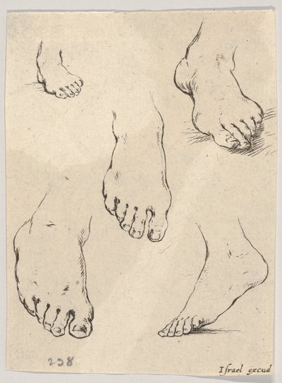 Plade 7: Fem fod, fra Bogen om at lære at tegne Livre pour apprendre à dessi..., ca. 1649. af Stefano della Bella