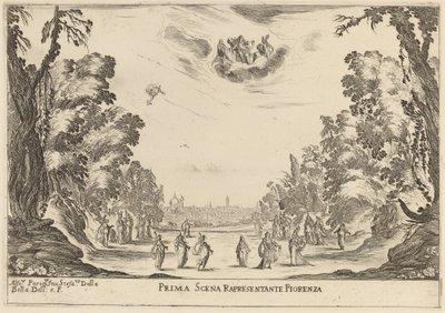 Repræsentant for første scene i Firenza af Stefano della Bella