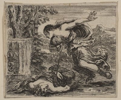 Pyramus og Thisbe, fra Game of Mythology Jeu de la Mythologie, 1644 af Stefano della Bella