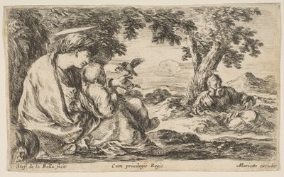 Hvil på flugten til Egypten, ca. 1641. af Stefano della Bella