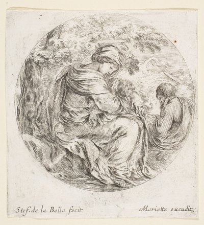 Hvil på flugten til Egypten, ca. 1641. af Stefano della Bella
