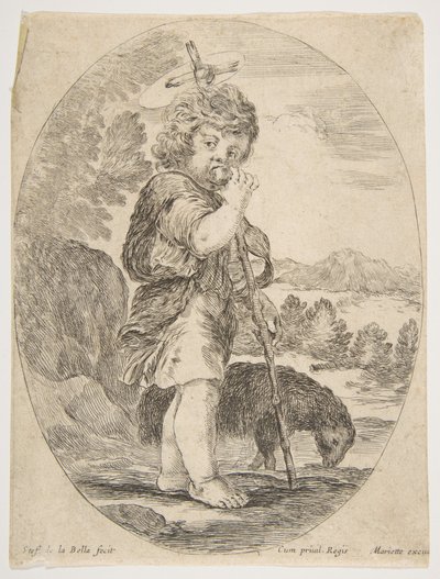 Johannes Døberen bider et stykke frugt, ca. 1641. af Stefano della Bella