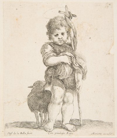 Sankt Johannes Døberen holder sin foldede kappe, ca. 1641. af Stefano della Bella