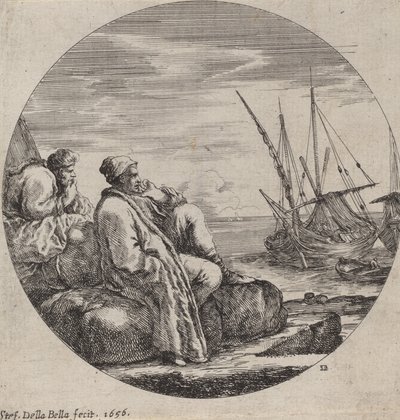 Havn med to tyrkiske købmænd, 1656. af Stefano della Bella