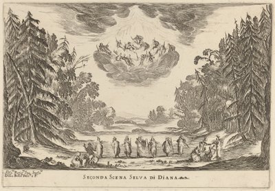 Anden scene Dianas skov af Stefano della Bella