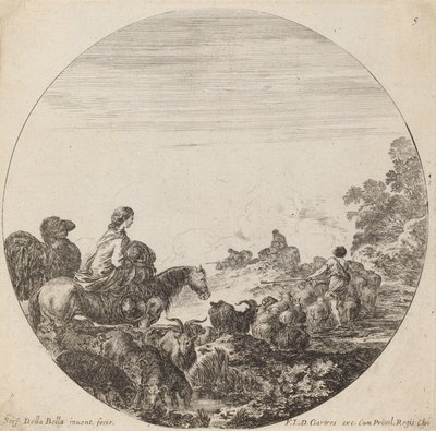 Hyrder og flok med kvinde og kamel, 1646. af Stefano della Bella