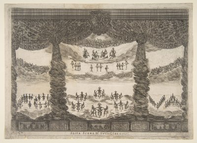 Sjette scene, himlen, fra gudernes ægteskab Le nozze degli Dei, 1637. af Stefano della Bella