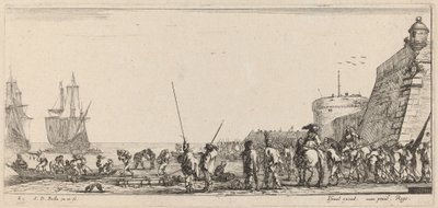 Soldater overvåger indskibning, 1644. af Stefano della Bella