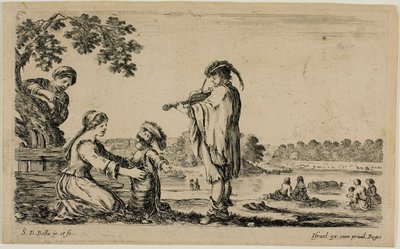 Stående violinist, fra Diverse figurer fra landet af Stefano della Bella