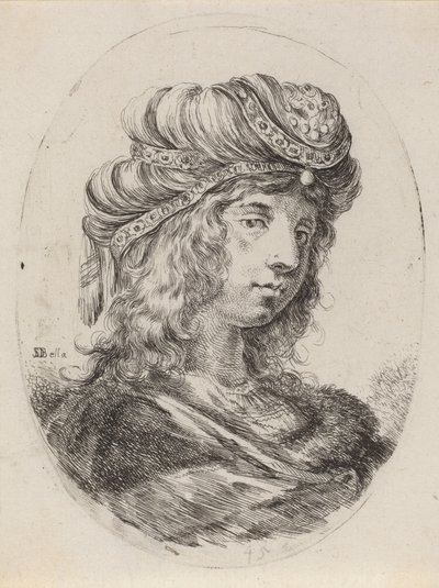 Sultanesse i en båndet turban, drejet til højre, 16491650. af Stefano della Bella