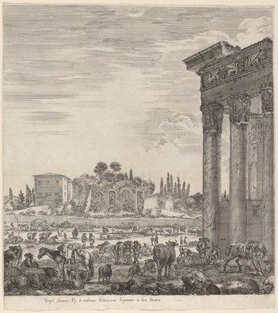 Antoninus-templet og Campo Vaccino, 1656. af Stefano della Bella