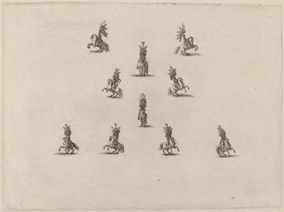Ti kavalerer med store plumerede hjelme, 1652. af Stefano della Bella