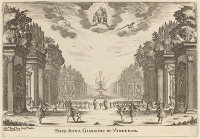 Tredje Scene Venus Have, 1637. af Stefano della Bella
