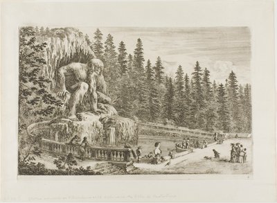 Den kolossale statue af Appenninerne, fra udsigt over Villa di Pratolino af Stefano della Bella