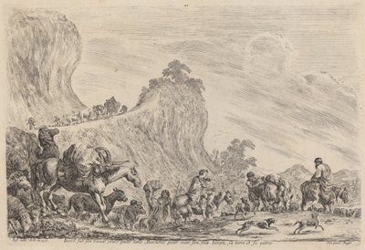 Jakobs afgang til Egypten, sandsynligvis 1647. af Stefano della Bella