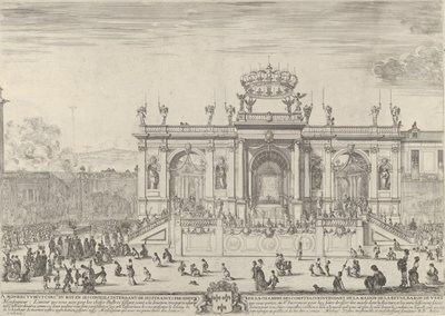 Det hellige nadveralter, til venstre, nadveren under en baldakin, båret i p..., ca. 1648. af Stefano della Bella