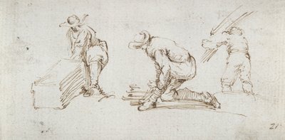 Tre figurstudier af Stefano della Bella