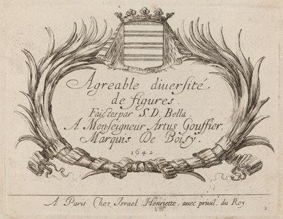 Titelside for "Behagelig mangfoldighed af figurer" af Stefano della Bella