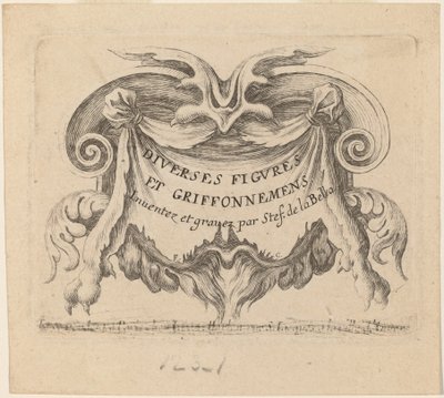 Titelside for "Forskellige figurer og kruseduller" af Stefano della Bella
