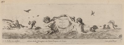 Titelblad for ornamenter af friser og fogliani, sandsynligvis 1648. af Stefano della Bella