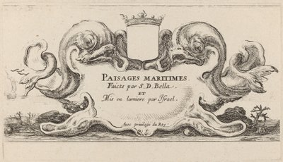Titelblad for Paysages maritimes, 1644. af Stefano della Bella