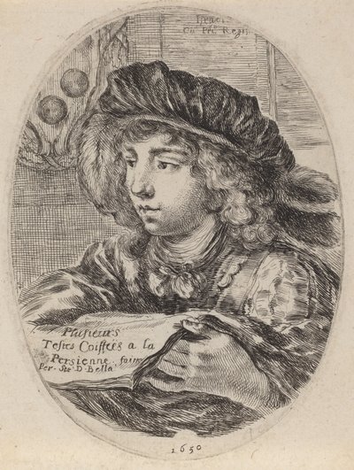 Titelside for flere hoveder afdækket med Louvre, 1650. af Stefano della Bella