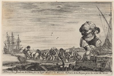 Titelside for udsigt over havets havne, 1647. af Stefano della Bella