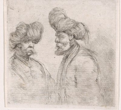 To tyrkiske mænd med overskæg og turbaner af Stefano della Bella
