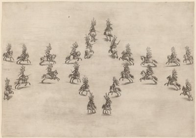 Fireogtyve kavalerer i en oval, 1652. af Stefano della Bella