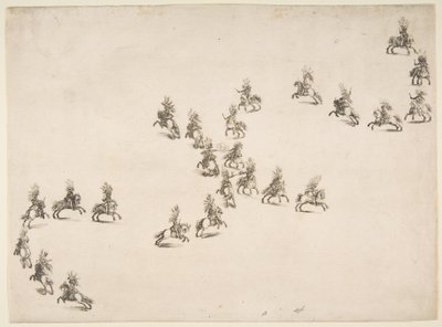 Fireogtyve kavalerer danner et dobbelt S, 1652. af Stefano della Bella