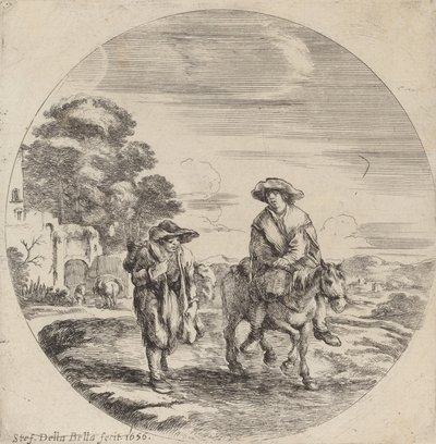 To bønder, der rejser i et landskab, 1656. af Stefano della Bella