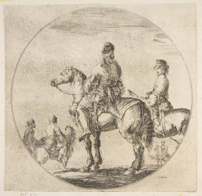 To polske ryttere med deres heste vendt mod venstre, fra Figures on Horseback Cavali..., ca. 1651. af Stefano della Bella