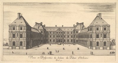 Udsigt og perspektiv på indersiden af Palais dOrleans, fra Forskellige udsigter over rema..., 1649-51. af Stefano della Bella