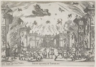 Vijfde scene: de hel Femte scene af helvede (titel på objekt) Liberetto ter ere van de bruiloft van Ferdinando II de