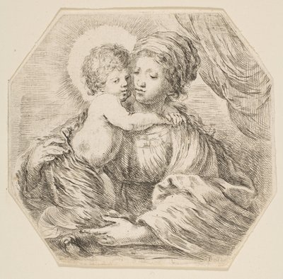 Virgin and Christ Child, en ottekantet komposition, ca. 1649. af Stefano della Bella
