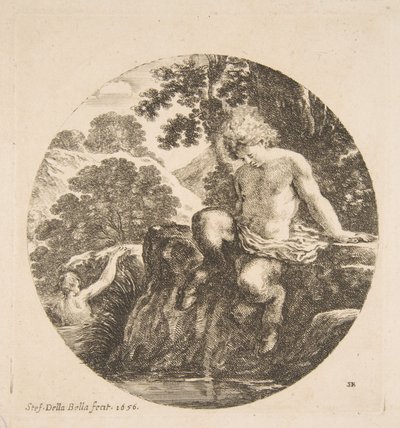 Ung Satyr ved at bade i en flod, fra 