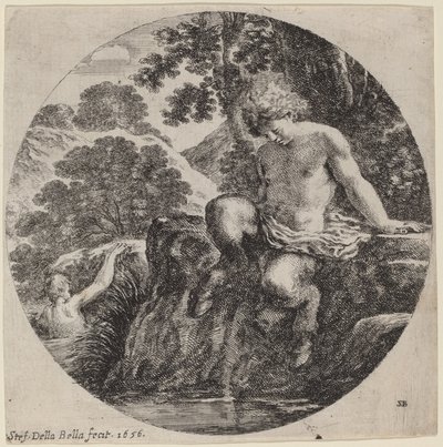 Ung Satyr ved bredden af en å af Stefano della Bella