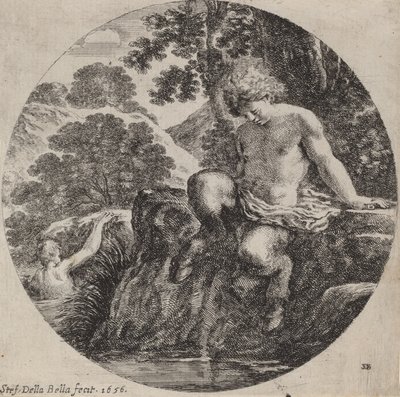 Ung Satyr ved bredden af en å, 1656. af Stefano della Bella