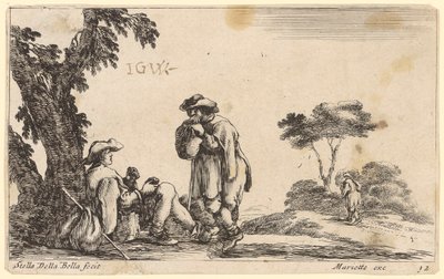 To pilgrimme hviler ved et træ af Stefano della Bella