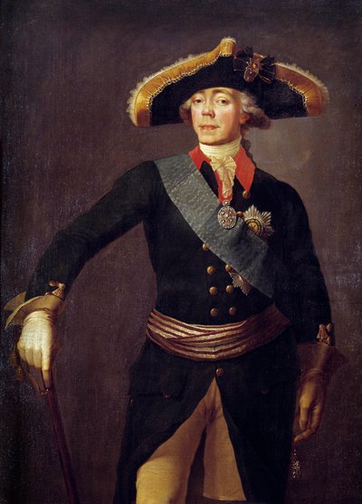 Portræt af Paul I (1754-1801) Kejser af Rusland Maleri af Stepan Semenovich Shchukin (1738-1828) Sankt Petersborg fra det 19. århundrede, Peterhof-slottet af Stepan Semenovich Shchukin