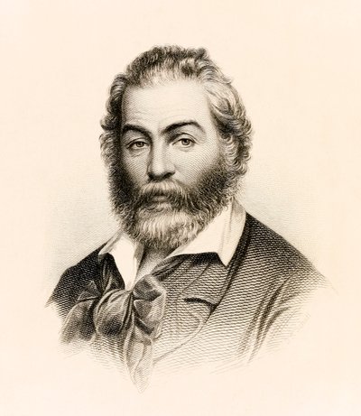 Frontispice fra en 1860-udgave af "Leaves of Grass", en digtsamling af den amerikanske digter Walt Whitman af Stephen Alonzo Schoff