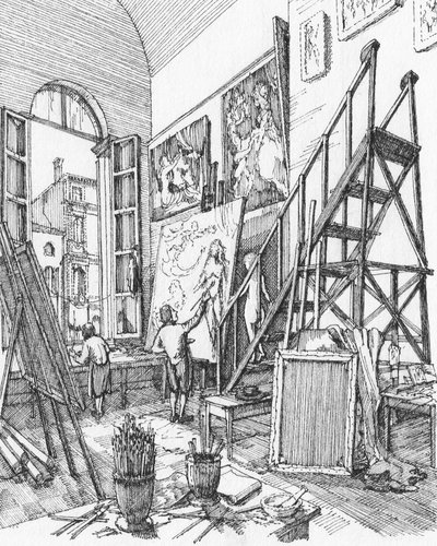 En kunstners atelier i Venedig af Stephen Conlin
