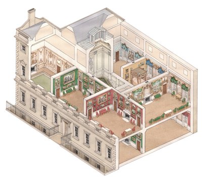 Norfolk House, London, ca. 1890-1914 (blæk og akvarel) af Stephen Conlin
